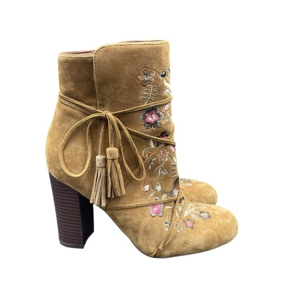 Sam Edelman Winnie Anthropologie Boots Women’s 6 Floral Emboirdered Suede Zip - Picture 5 of 7